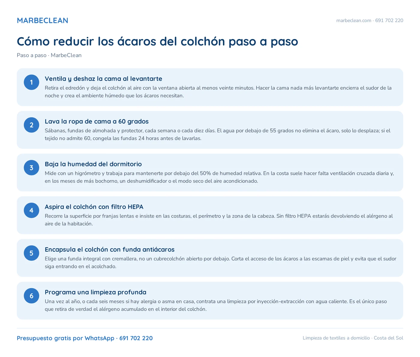 Cómo eliminar los ácaros del colchón (y por qué el aspirador no basta) 4 Cómo reducir los ácaros del colchón paso a paso