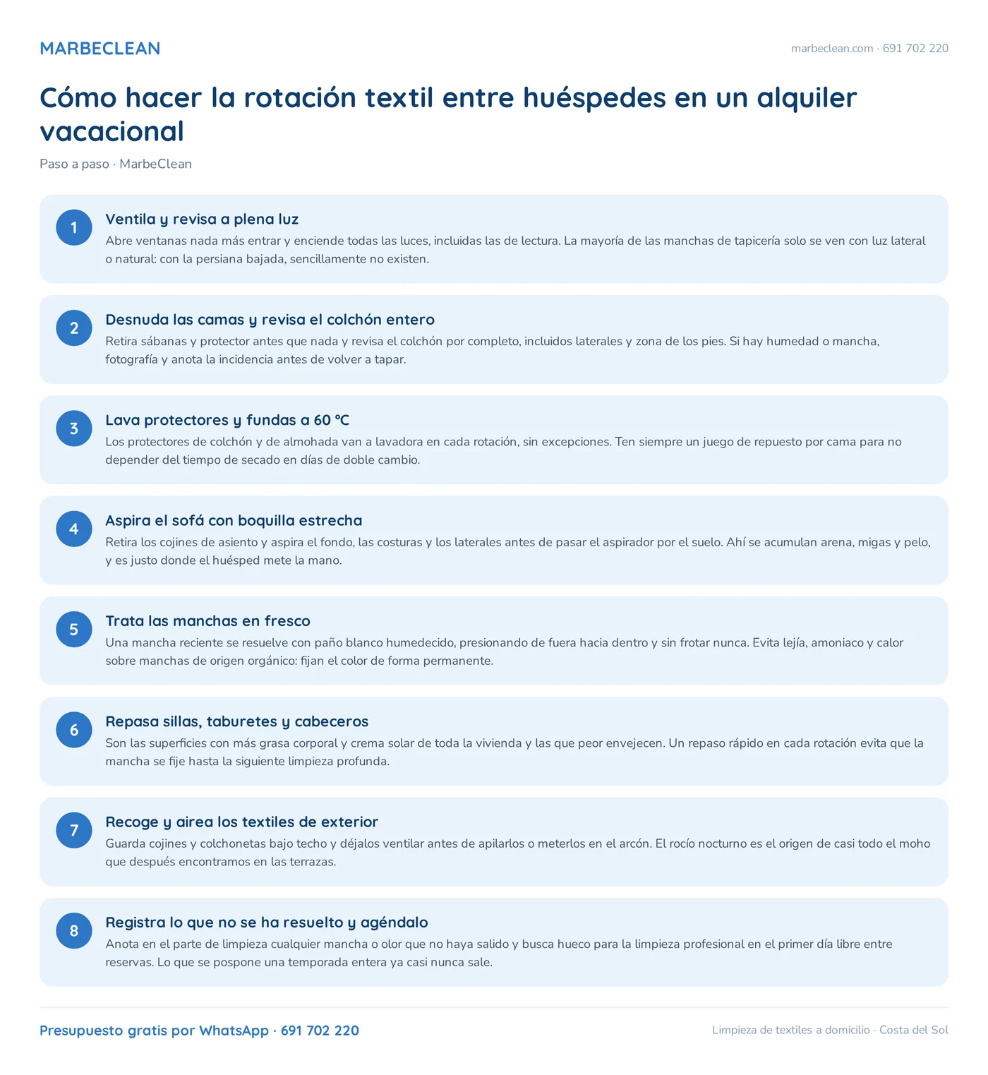 Cómo hacer la rotación textil entre huéspedes en un alquiler vacacional
