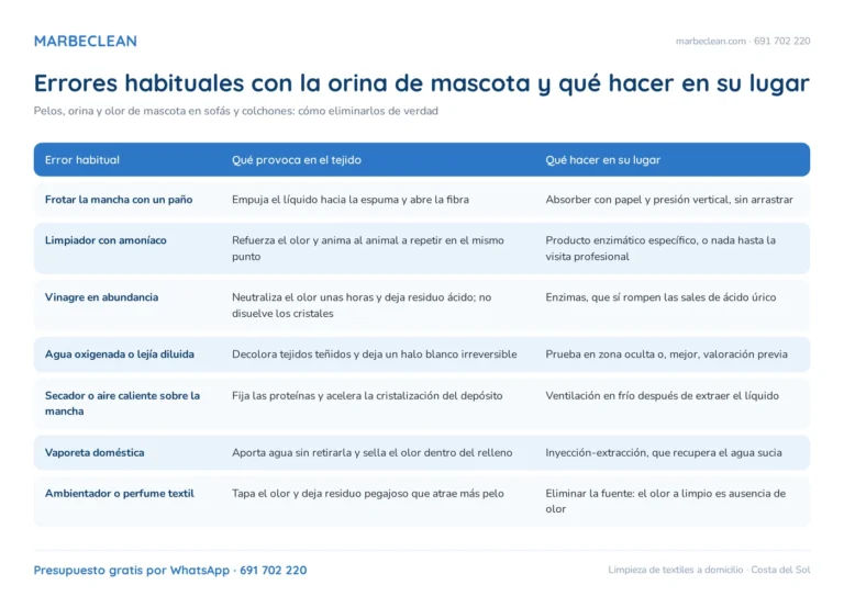 Pelos, orina y olor de mascota en sofás y colchones: cómo eliminarlos de verdad